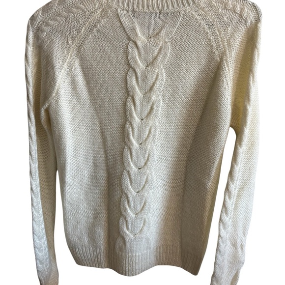 H&M Women’s Mohair Blend Cable Knit Sweater Fisherman Cream Coastal Pullover S - Picture 6 of 8